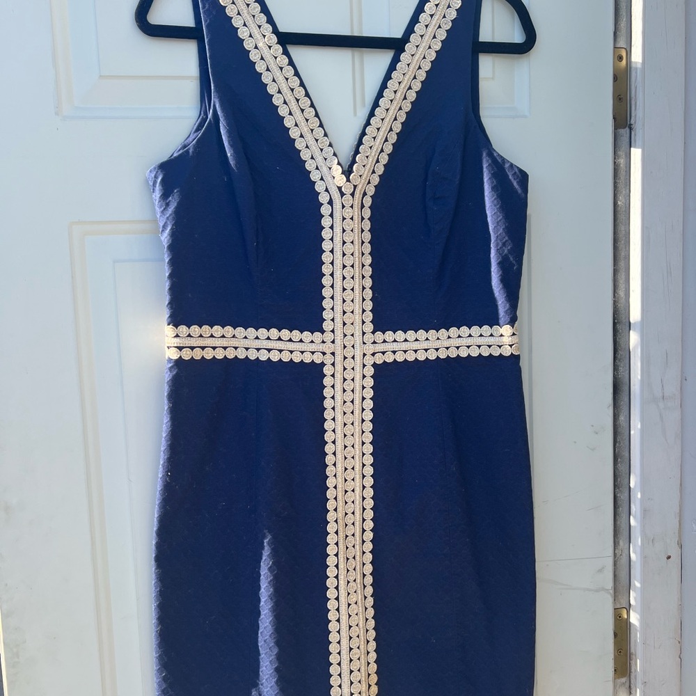 Lilly Pulitzer Navy Dress with Cream Details